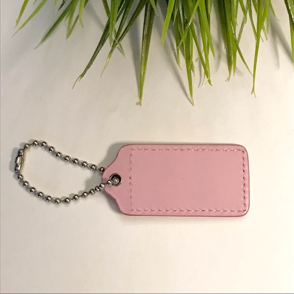 Large 2.5” COACH Camel/Pink Patent Leather Hanging Tag Keychain FOB Bag Charm - Picture 2 of 4